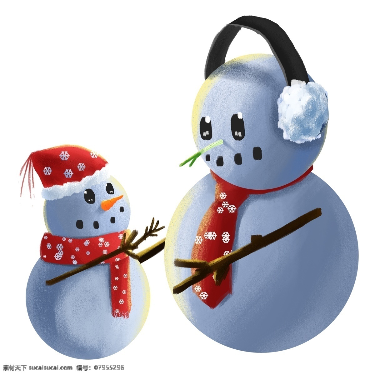 卡通 清新 唯美 冬季 雪人 元素 插画元素 png元素 可爱风 免抠元素 冬季雪人