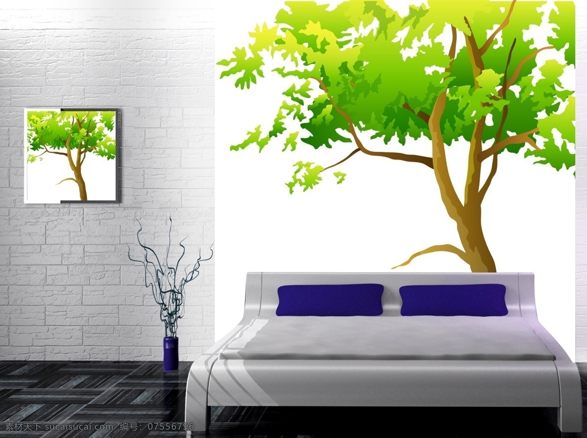 树木 壁画 房间 环境设计 客厅 墙贴 室内设计 源文件 树木壁画 装饰素材 壁纸墙画壁纸