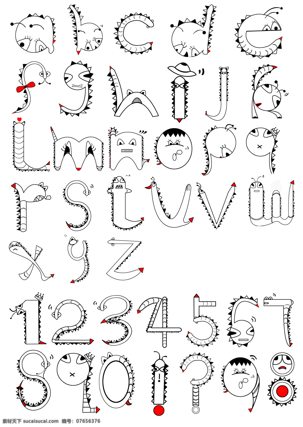 怪兽 动漫动画 卡通 数字 英文 字母 字母设计 矢量图 艺术字