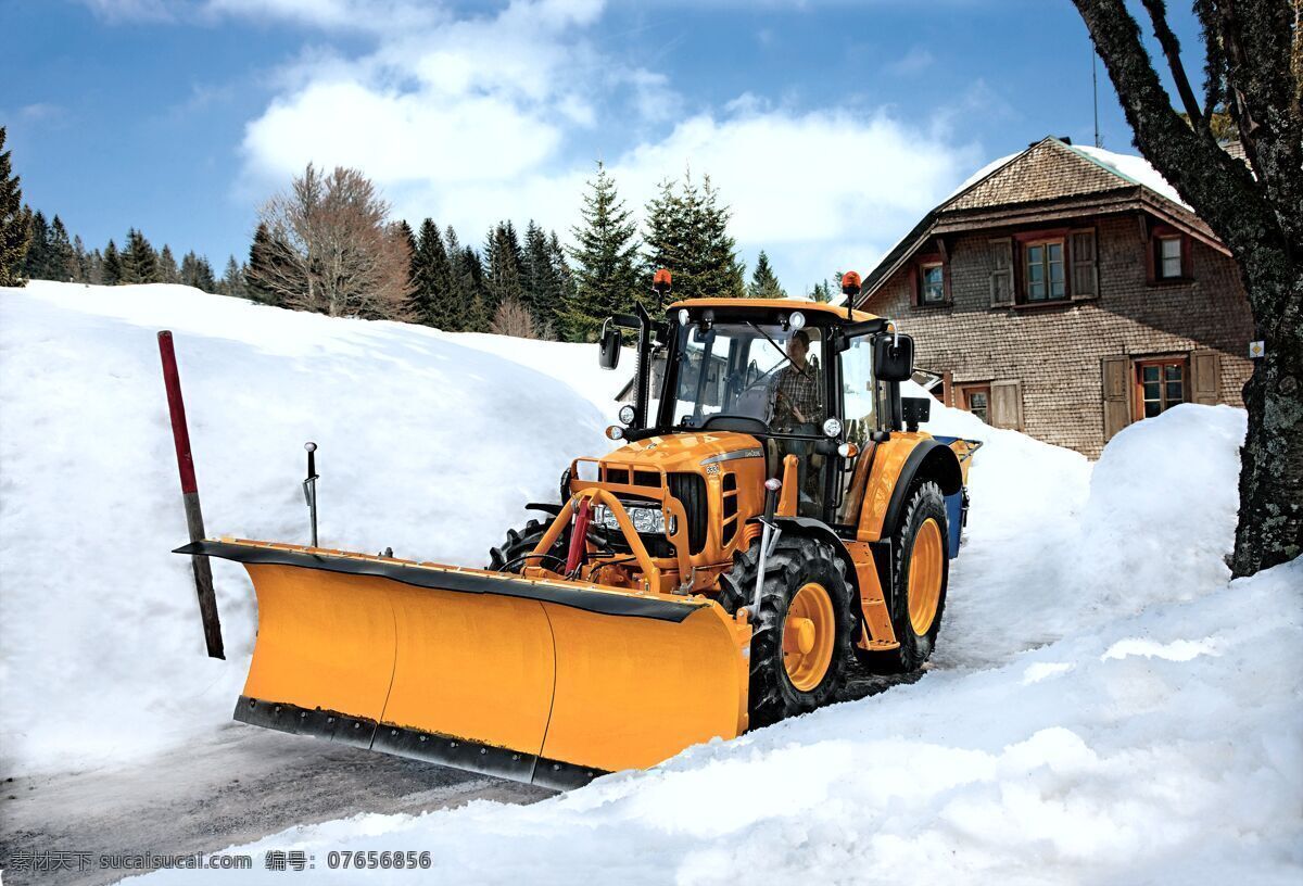 铲雪机 雪地 扫雪机 白色的世界 工业生产 现代科技
