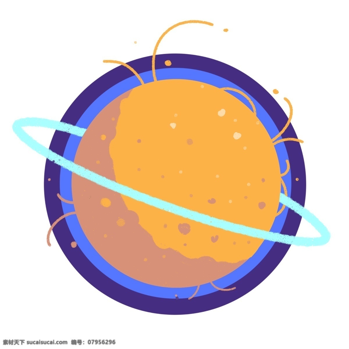 航天 日 旋转 行星 插画 旋转的行星 卡通插画 航天插画 太空插画 宇宙插画 行星插画 蓝色的星环