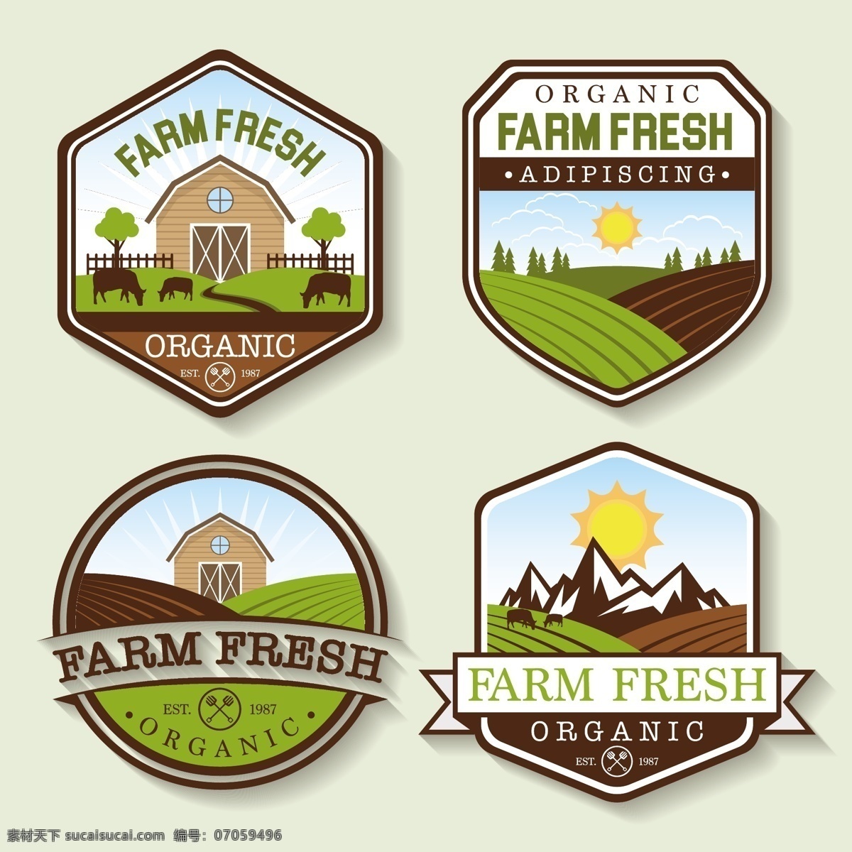 农场的标志集 标识 业务线 标签 农场 企业 公司 企业形象 品牌 现代 象征 身份 企业标识 公司标志 包装 收集 集 口号