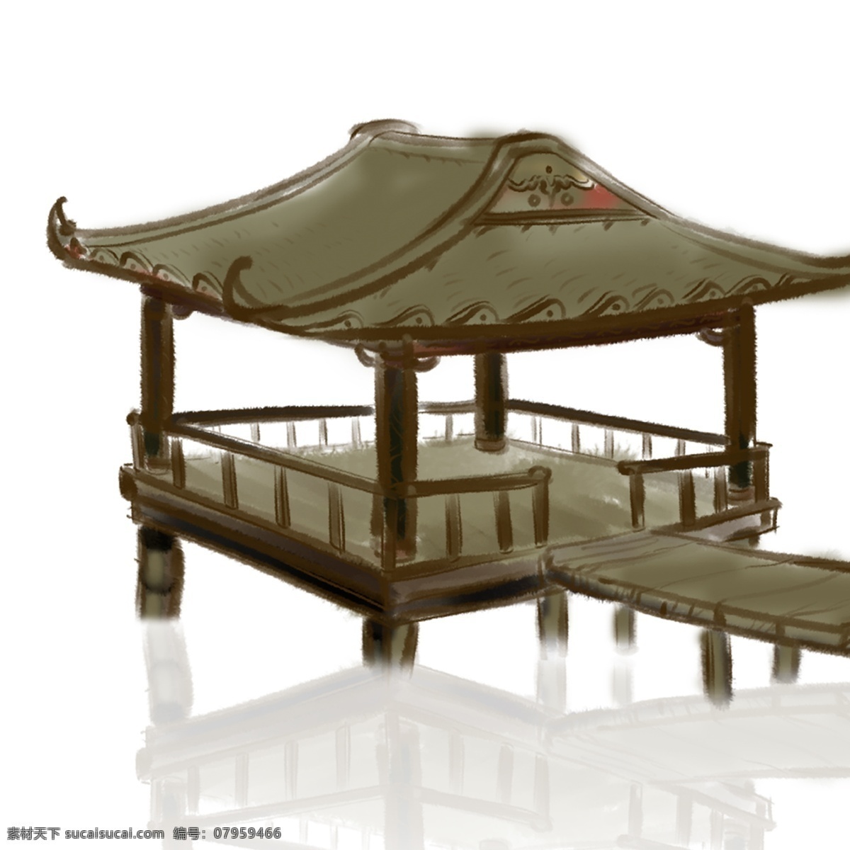 古代 建筑物 亭子 装饰 房屋 中国风 卡通 彩色 小清新 创意 手绘 绘画元素 现代 简约 图案