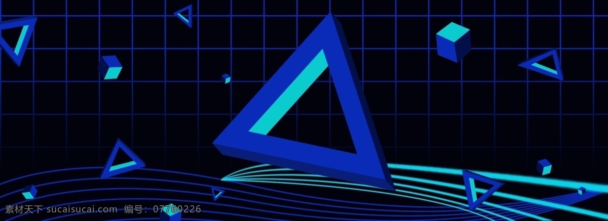 3d 电子 科技 背景 电子科技 蓝色 几何 三角形 banner