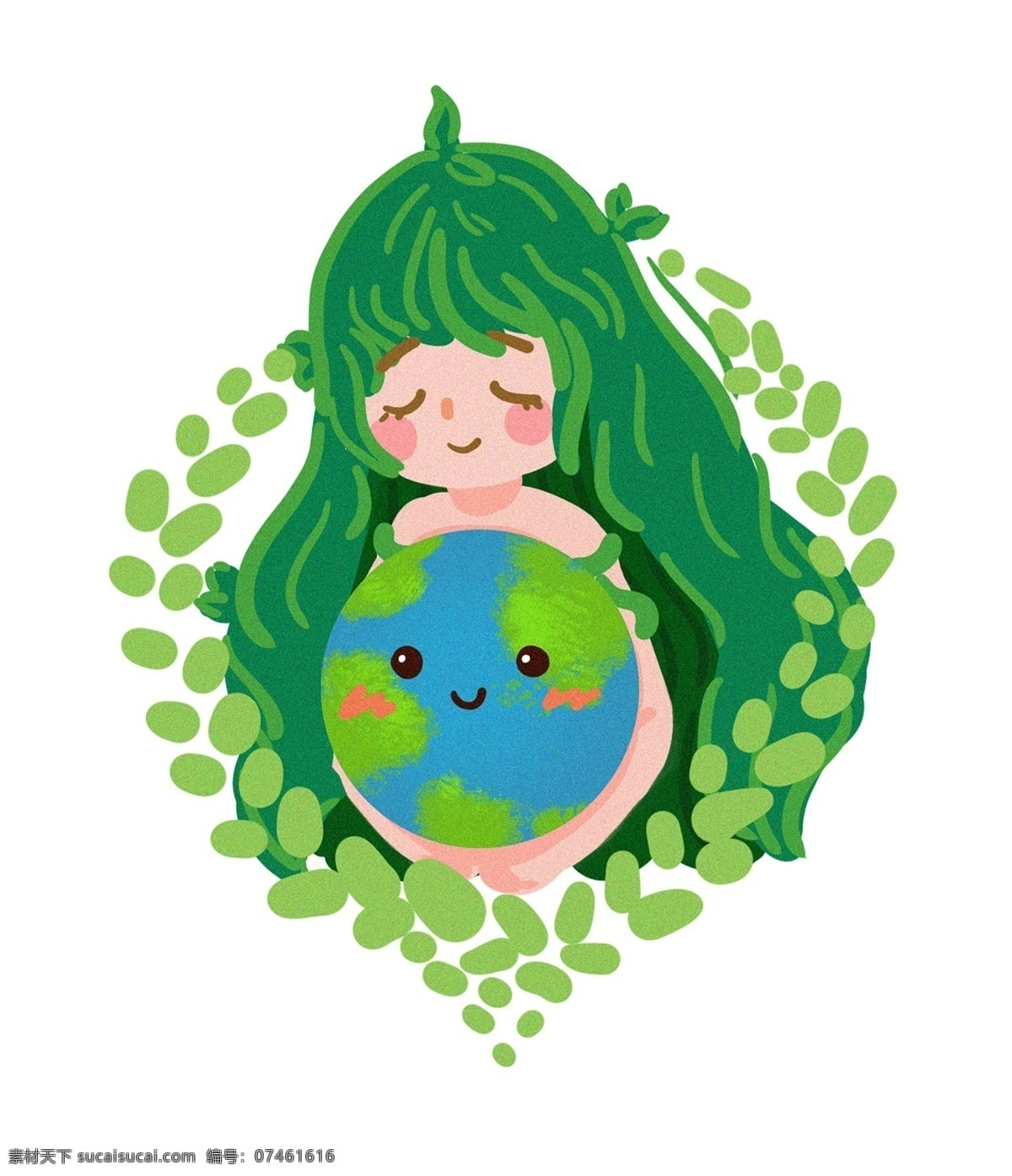公益 爱护 地球 插画 绿色的叶子 卡通插画 公益插画 公益宣传 热心公益 绿色公益 蓝色的地球