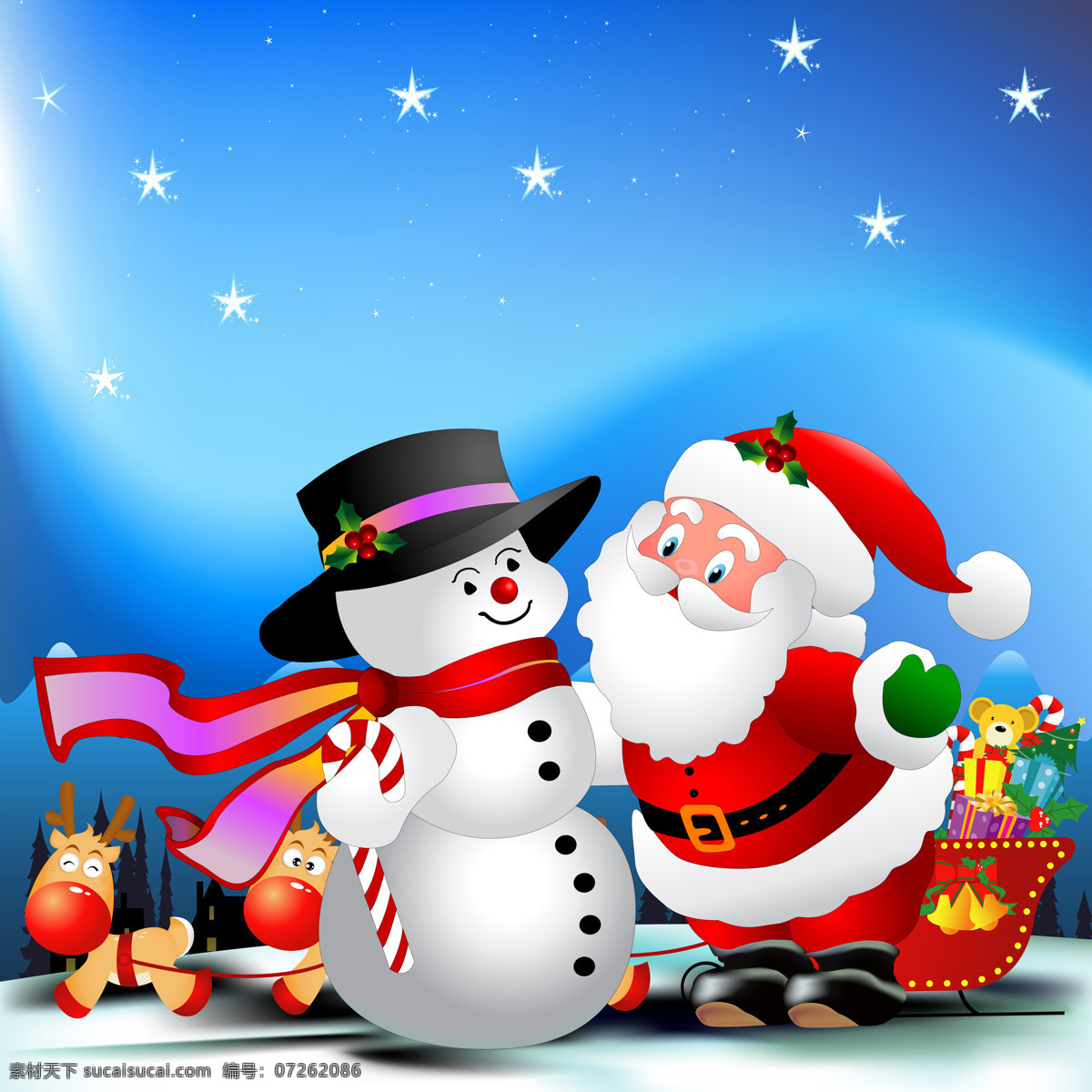 圣诞老人 雪人 圣诞插图 节日 圣诞节 背景 圣诞树木 礼物 雪橇车 麋鹿 圣诞装饰 圣诞素材 节日素材 节日庆典 生活百科