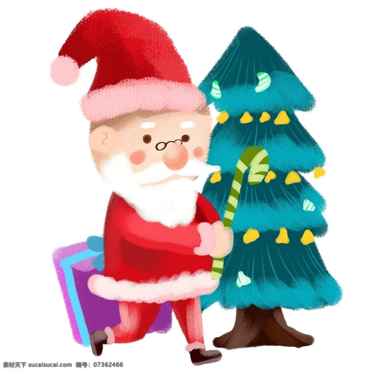 圣诞老人 圣诞树 涂鸦 圣诞节 涂鸦插画 圣诞节插画 圣诞夜 圣诞 圣诞礼物 礼物 礼盒 插画