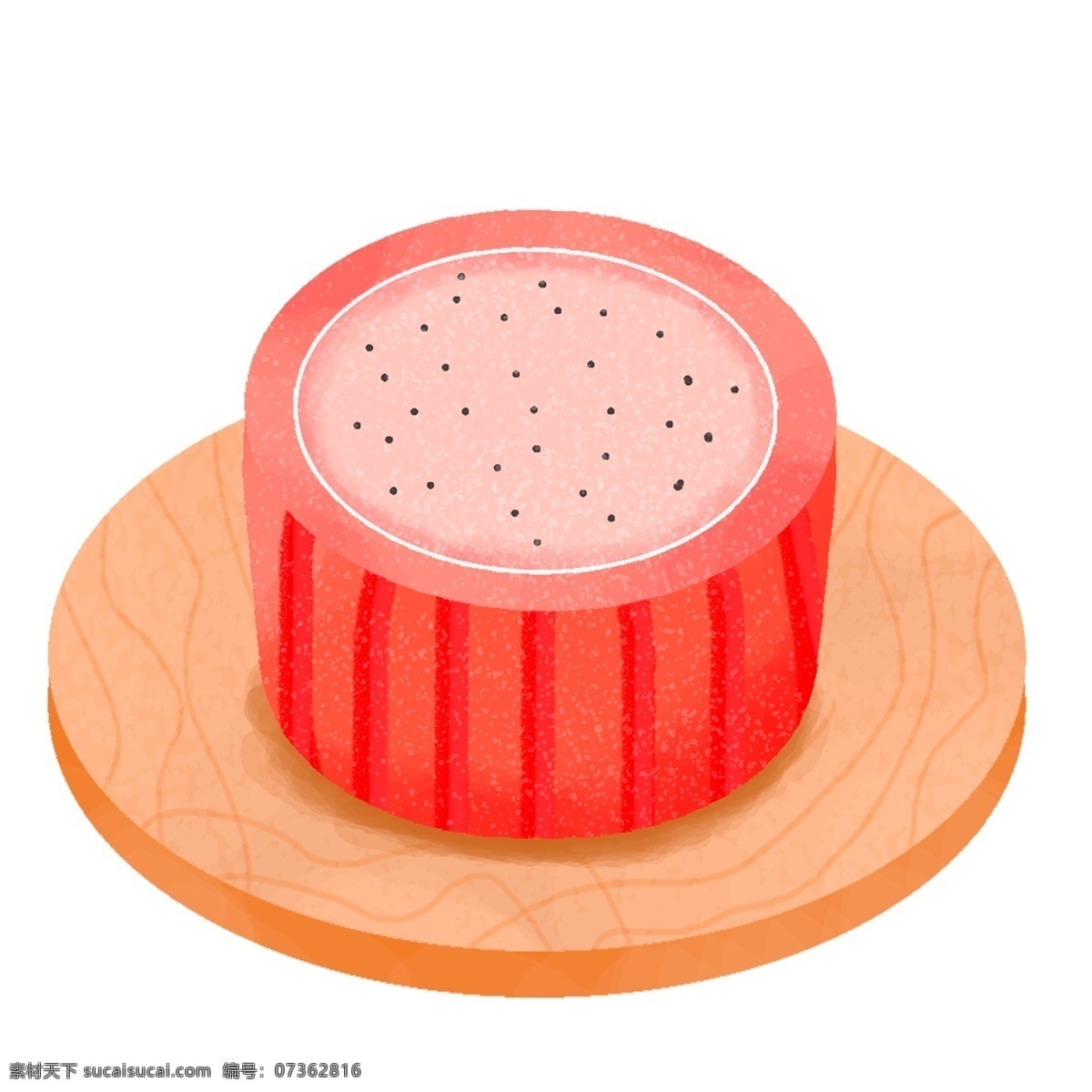 美味 西瓜 蛋糕 插画 元素 手绘 创意 甜点 美食 砧板 西瓜蛋糕
