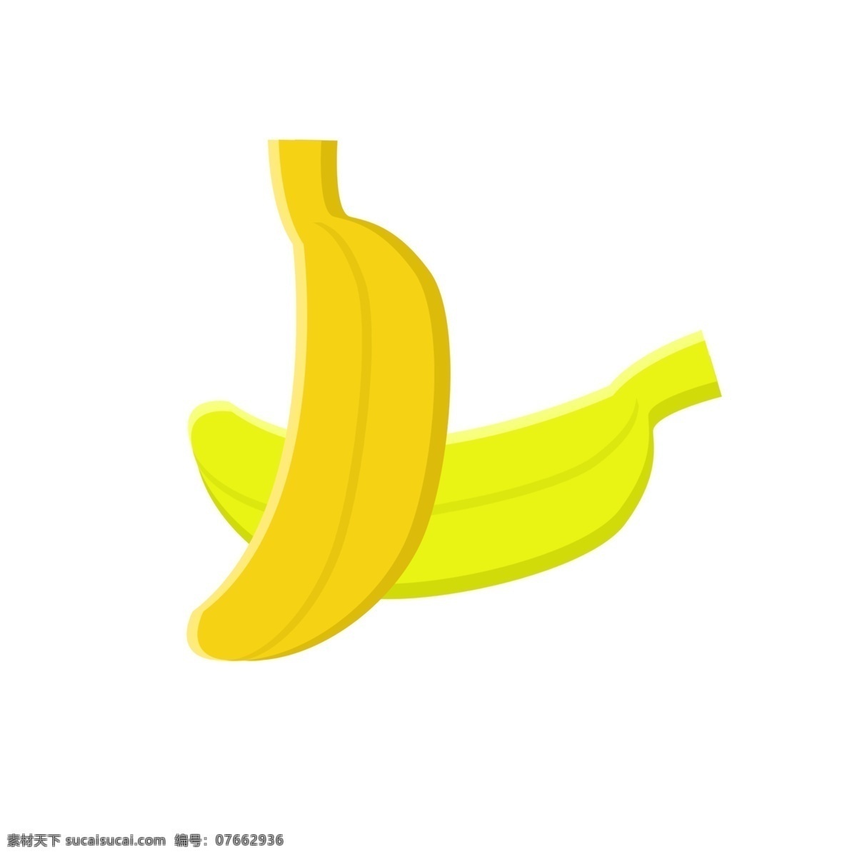 香蕉 黄色 水果 蔬菜 商用 小 元素 黄绿色 果盘 手绘 清新
