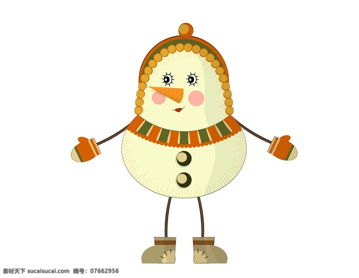 卡通 可爱 雪人 元素 冬季 鞋子 手绘 围巾帽子 手套 ai元素 矢量元素
