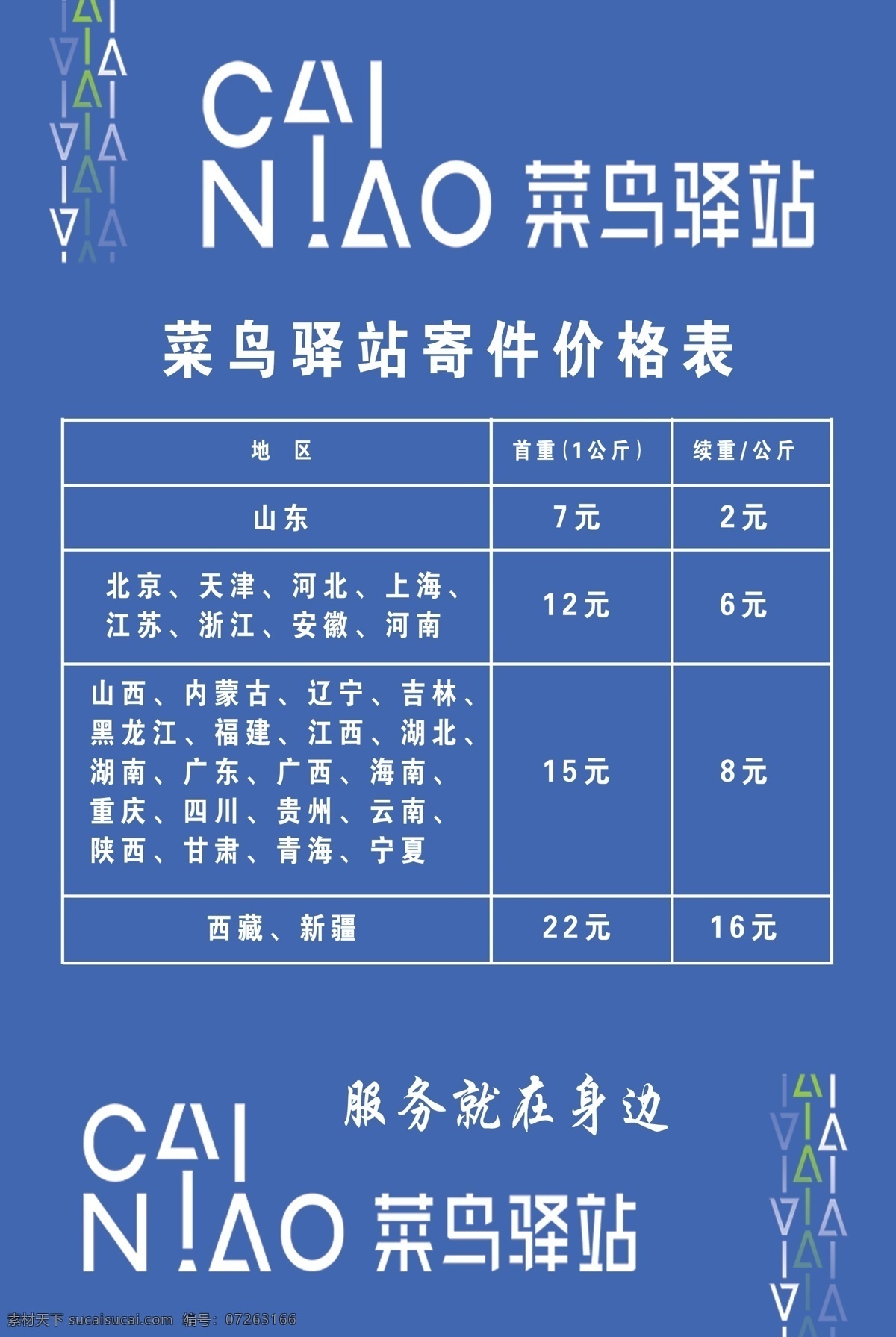 菜鸟 驿站 快递 寄件 价格表 菜鸟驿站 收件 分层