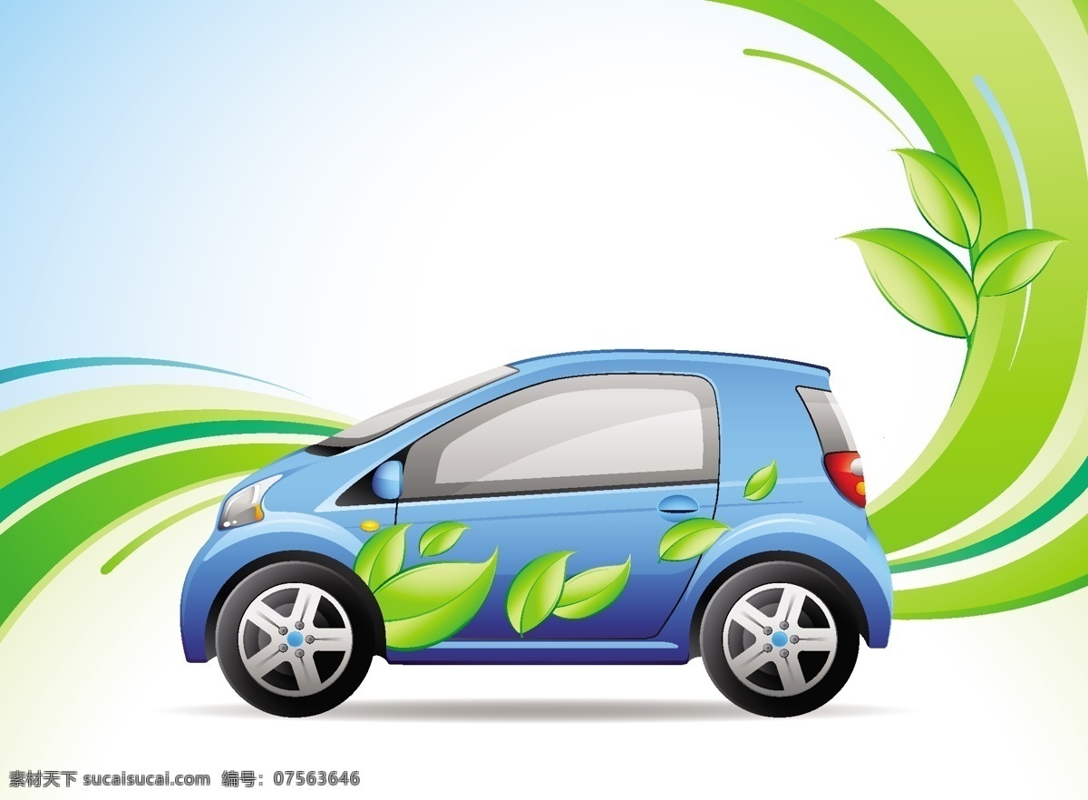 绿色 汽车 环保 节能 自然 矢量图 其他矢量图