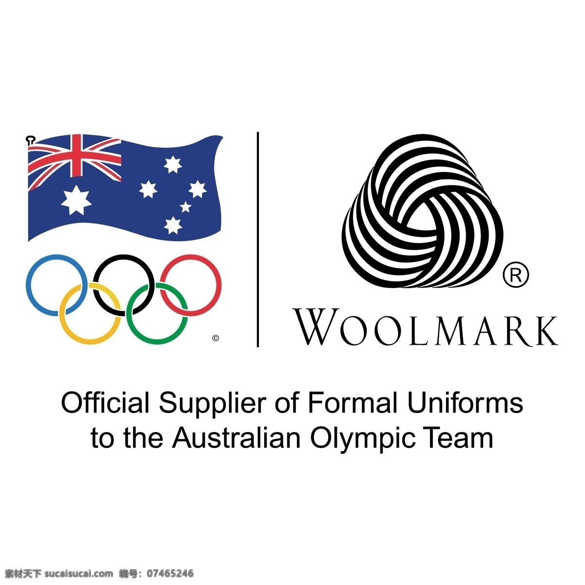 国际 羊毛 局 官方 供应商 正式 制服 澳大利亚 奥运 代表队 纯羊毛标志 正式的 矢量图 其他矢量图