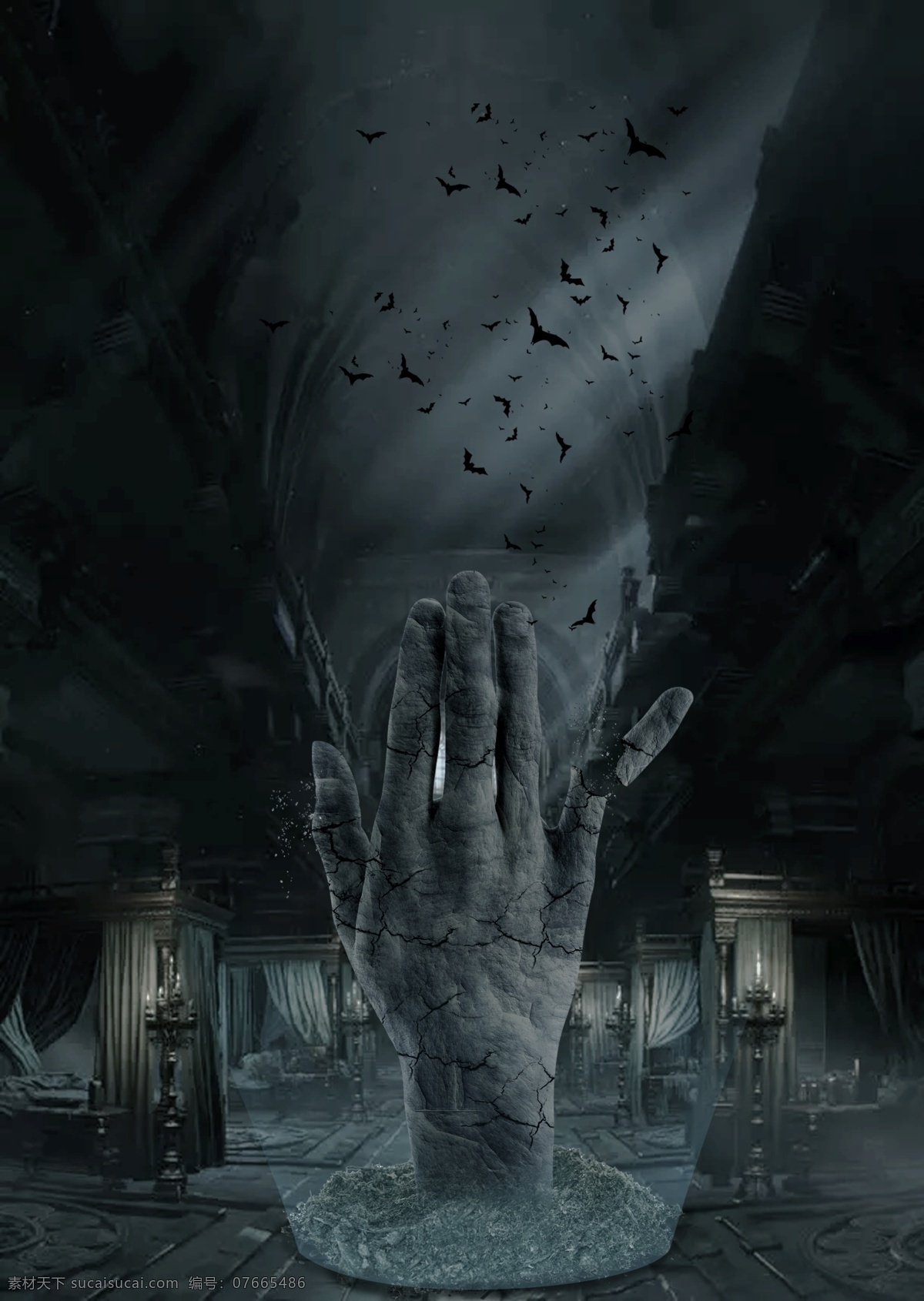 幽灵之手 手掌 恐怖 阴暗 万圣节 鬼海报 电影素材 合成海报
