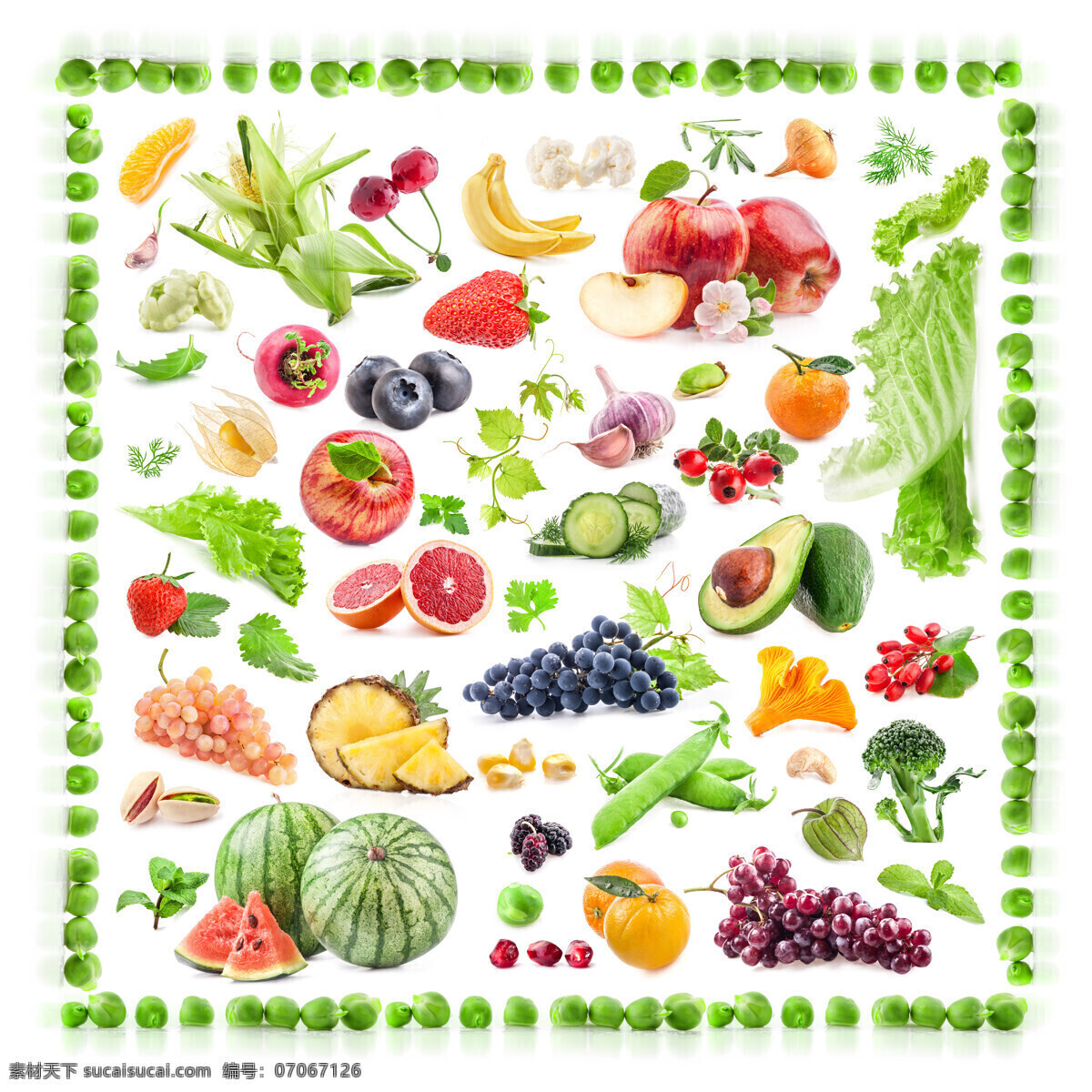 蔬菜水果 蔬菜 水果 西瓜 葡淘 生菜 玉米 豌豆 水果图片 餐饮美食