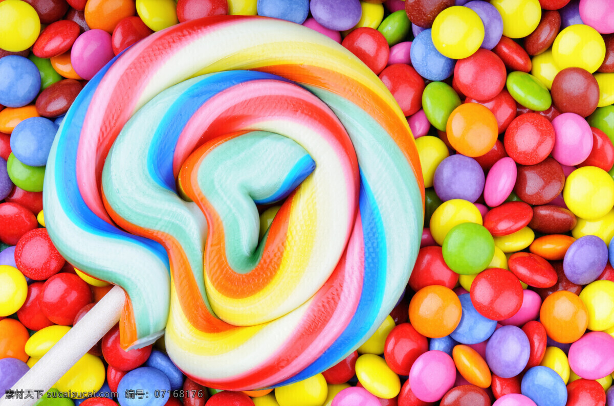 彩虹棒棒糖 彩色 棒棒糖 彩色糖果 彩糖 糖豆 色彩 颜色 甜点 美食 餐饮美食