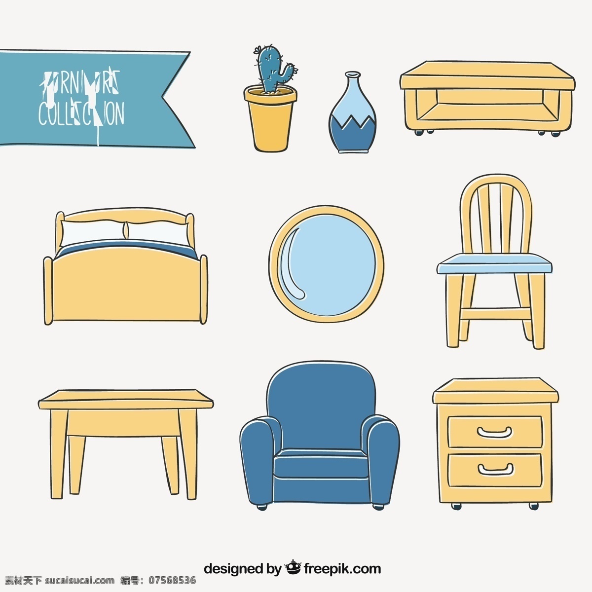 简略 家具 收藏 手 家居 手绘 装饰 绘画 椅子 床 沙发 写生 家居装饰