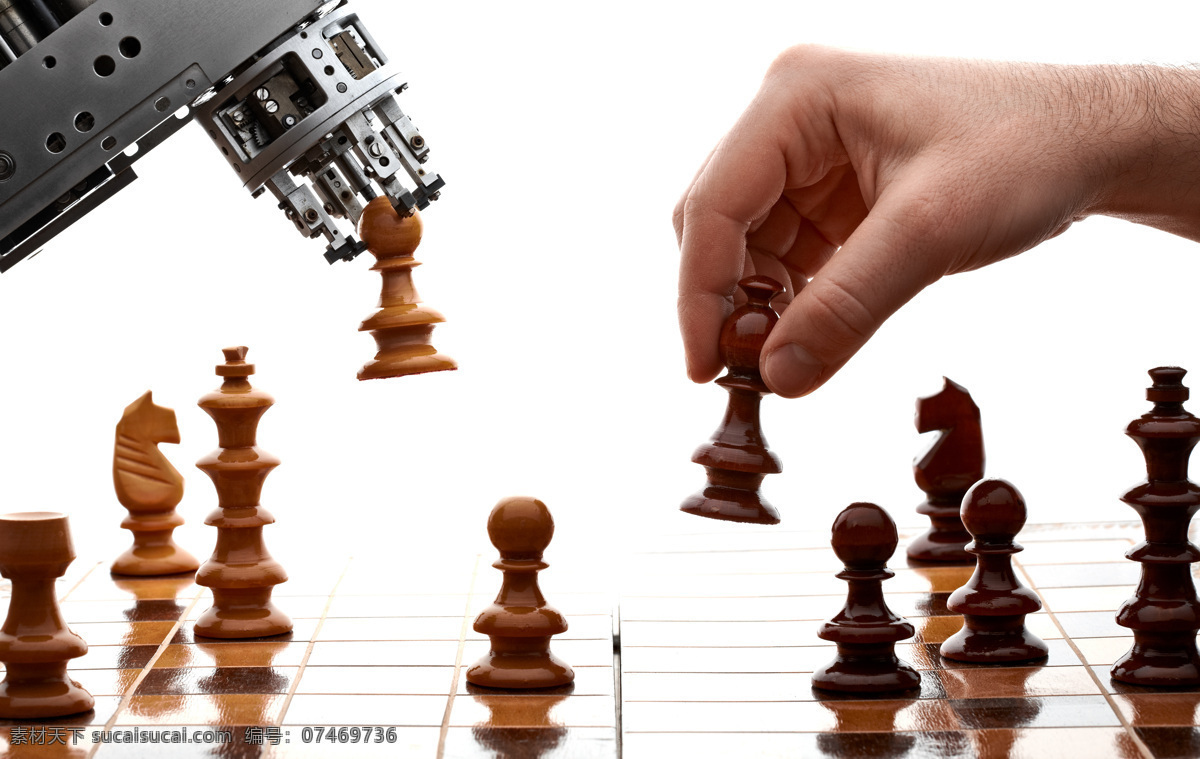 高科技 机器人 竞赛 控制 人手 生活百科 下棋 国际相棋 机械手 人工智能 拟人 智力 人机博弈 人机对战 娱乐休闲 矢量图 现代科技