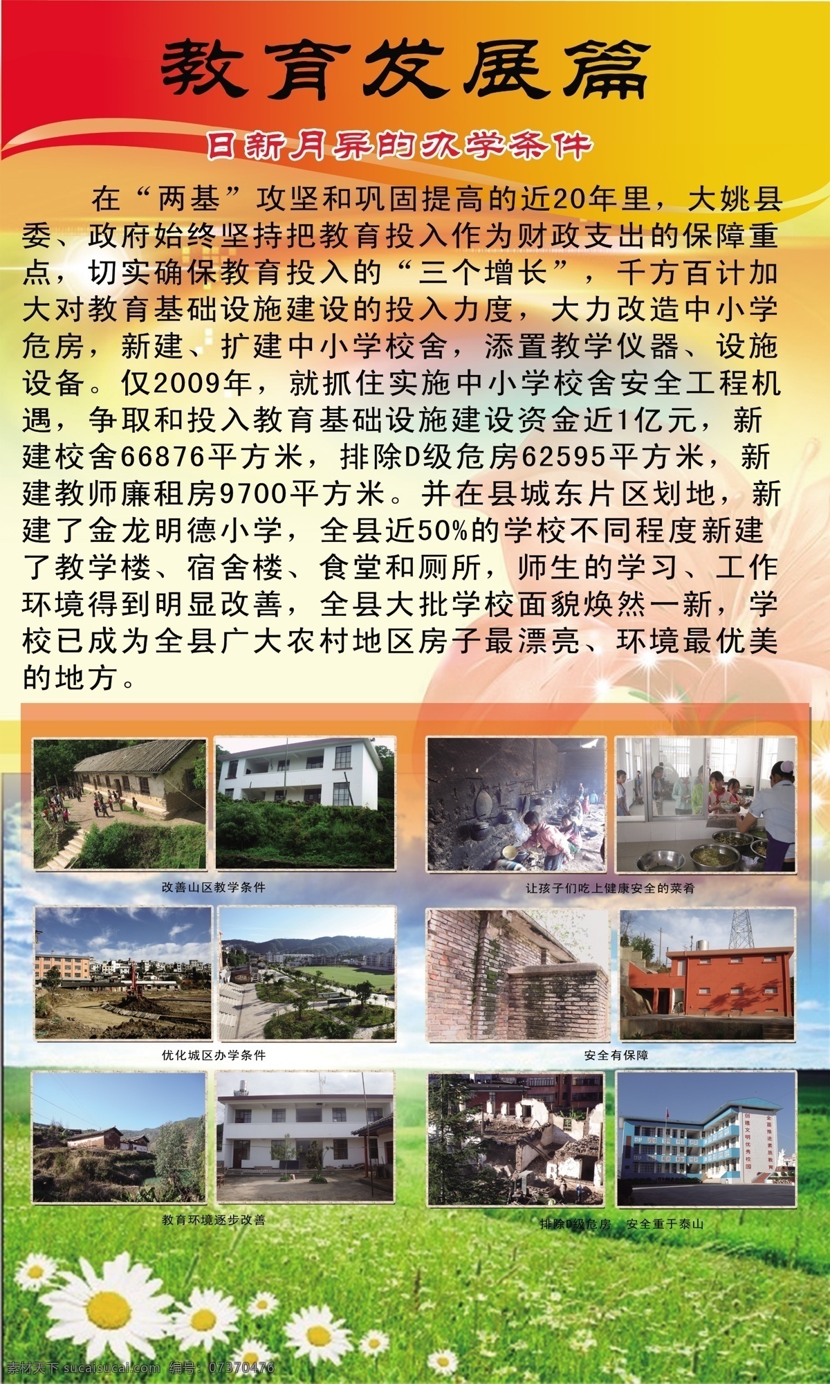 两基迎国检 两基 教育 学校 展板 办学条件 小花 发展 教学楼 宿舍楼 d级危房 校园展板 分层 源文件