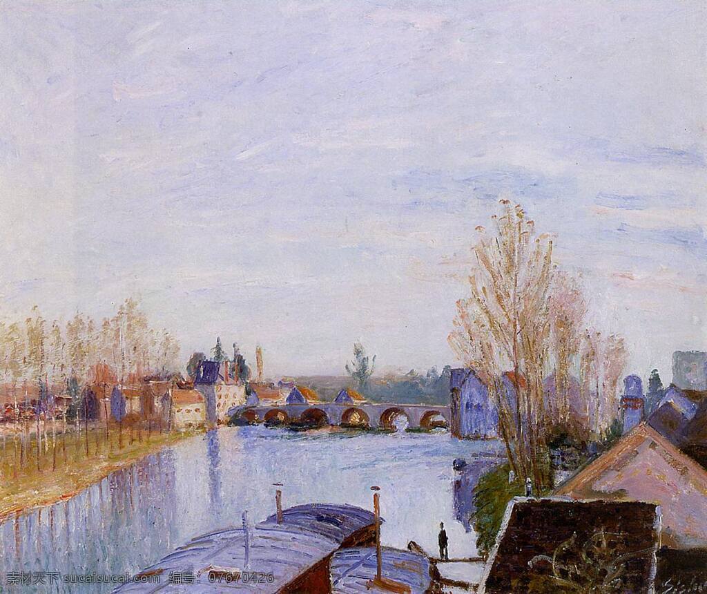 sisley 印象派 风景 自然 油画 装饰画 法国 画家 阿尔弗雷德 西 斯莱 alfred