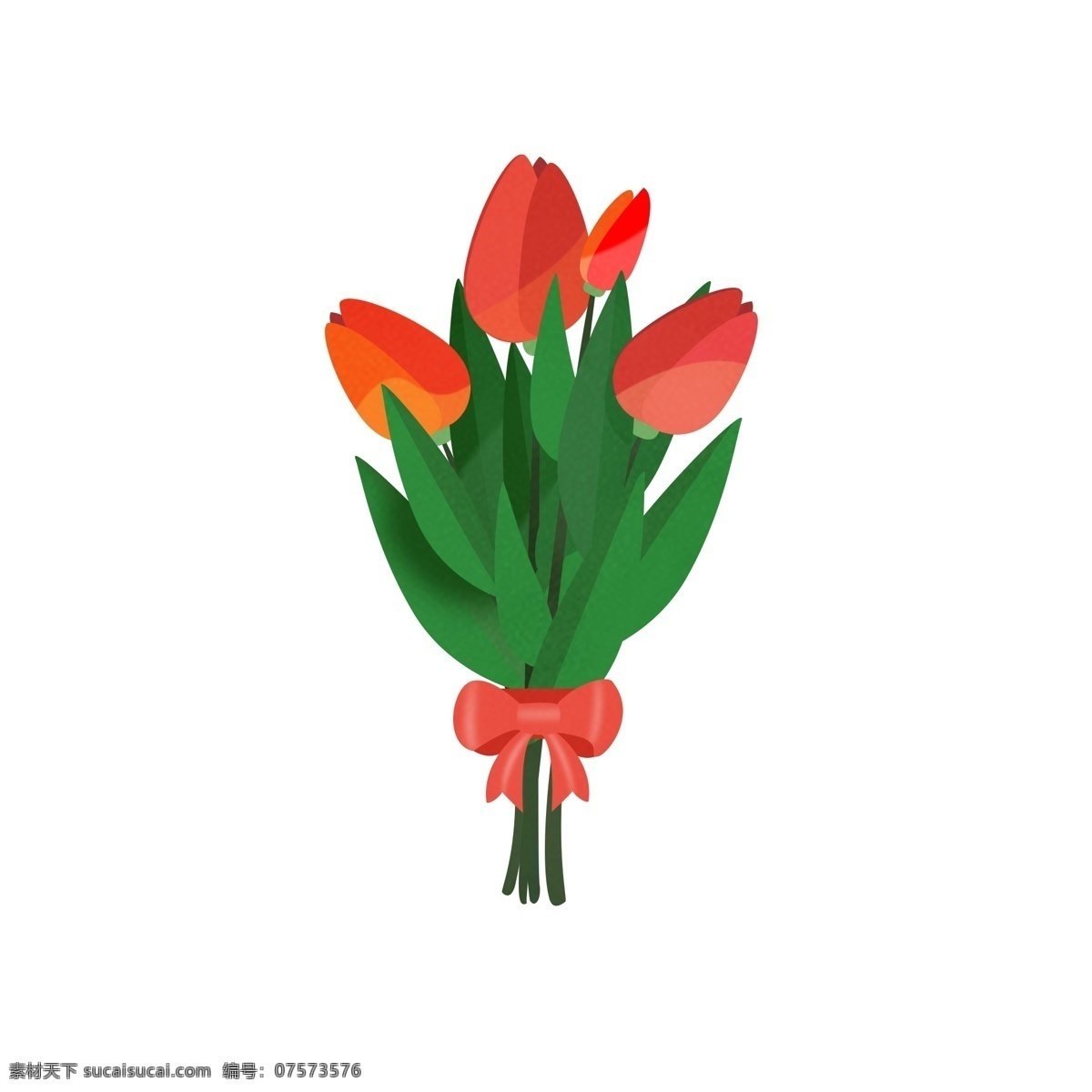 郁金香 花束 手绘花束 手绘郁金香 红色花束 手绘 红色 可商用 节日花束 送礼花束