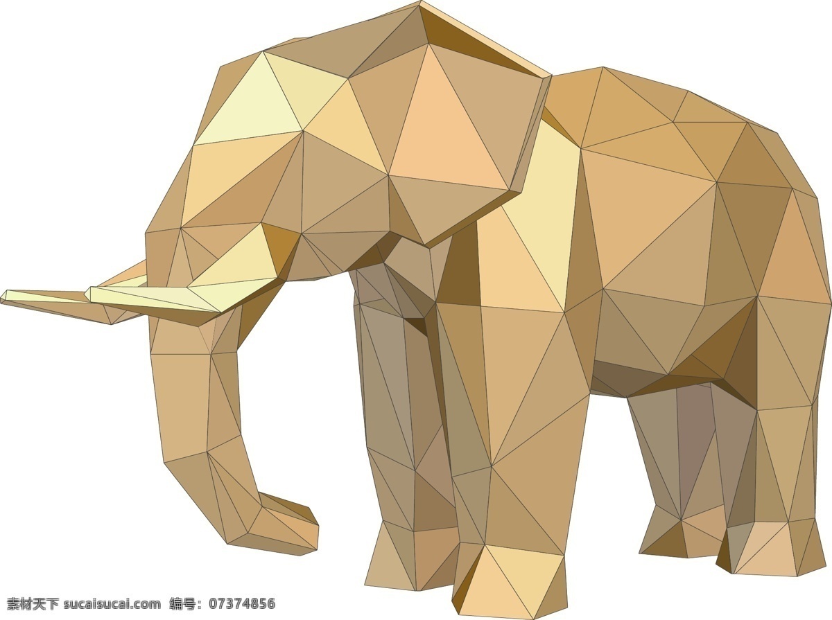 卡通 多边形 大象 卡通动物 动物 大象素材 矢量大象 多边形大象