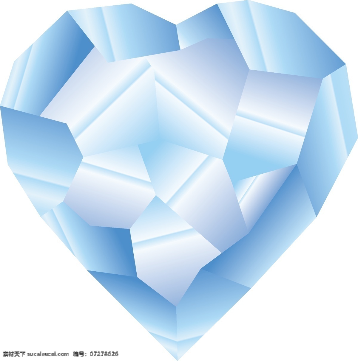 心形钻石元素 心形 钻石 蓝色 宝石 情人节 七夕 心形钻石 白色