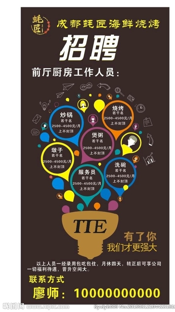 蚝匠海鲜烧烤 招聘 喷绘 蚝匠 海鲜 烧烤 展板 展牌 矢量图