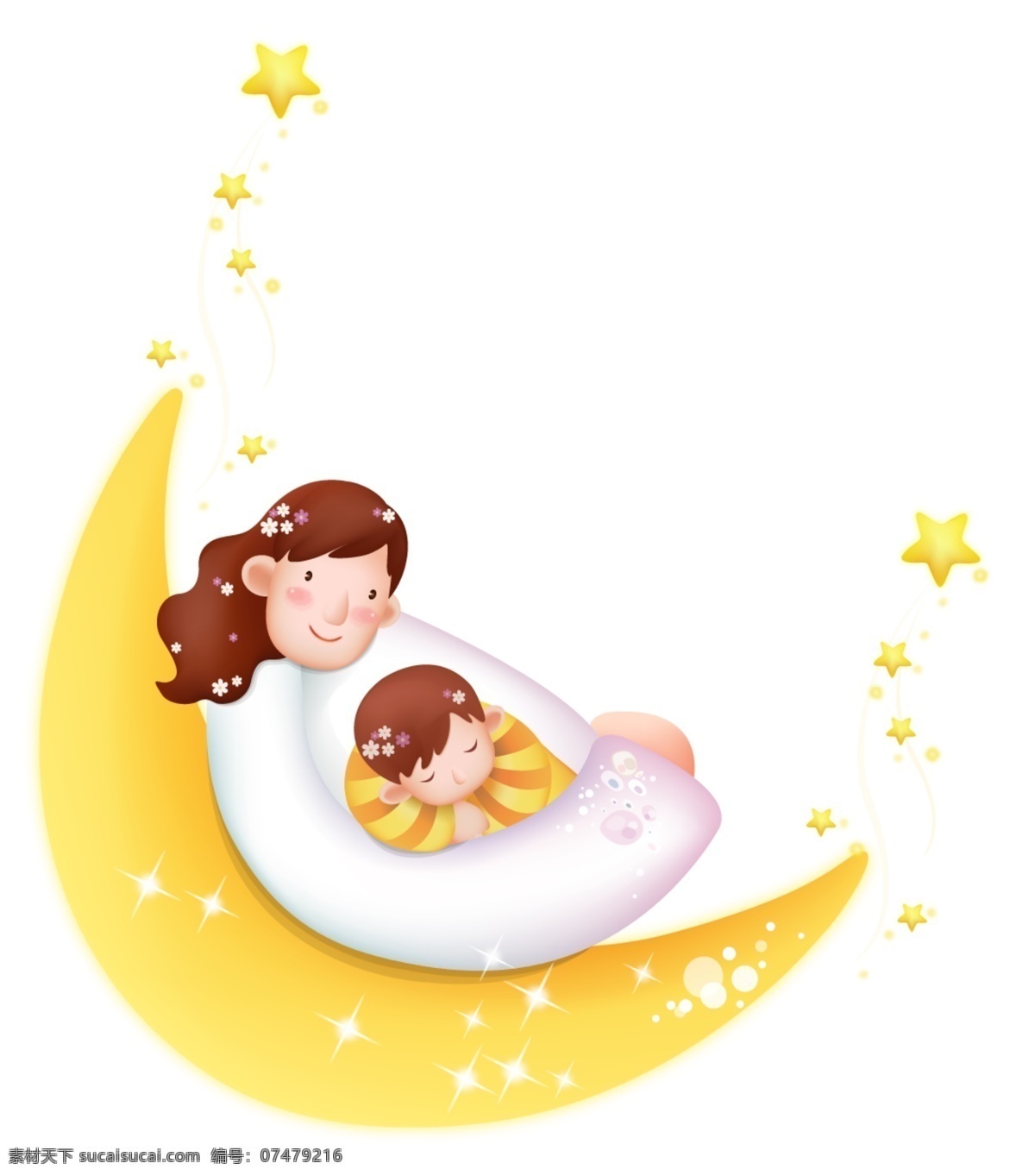 现代 生活 分层 插画 母子 现代生活 星星 源文件库 月亮 插画集