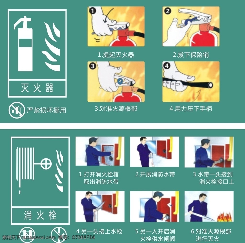 消防栓 灭火器 使用方法 安全消防 消防安全 标志图标 公共标识标志