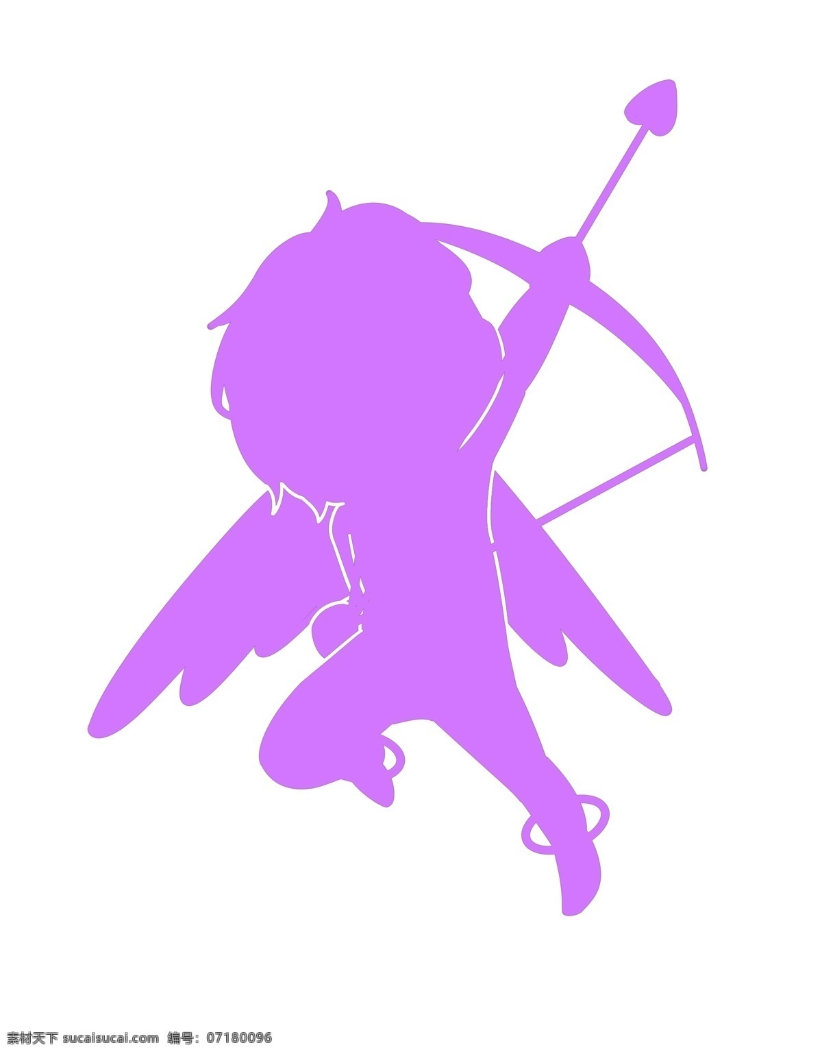 紫色 丘比特 剪影 紫色的弓箭 紫色的爱心 紫色的翅膀 漂亮 手绘