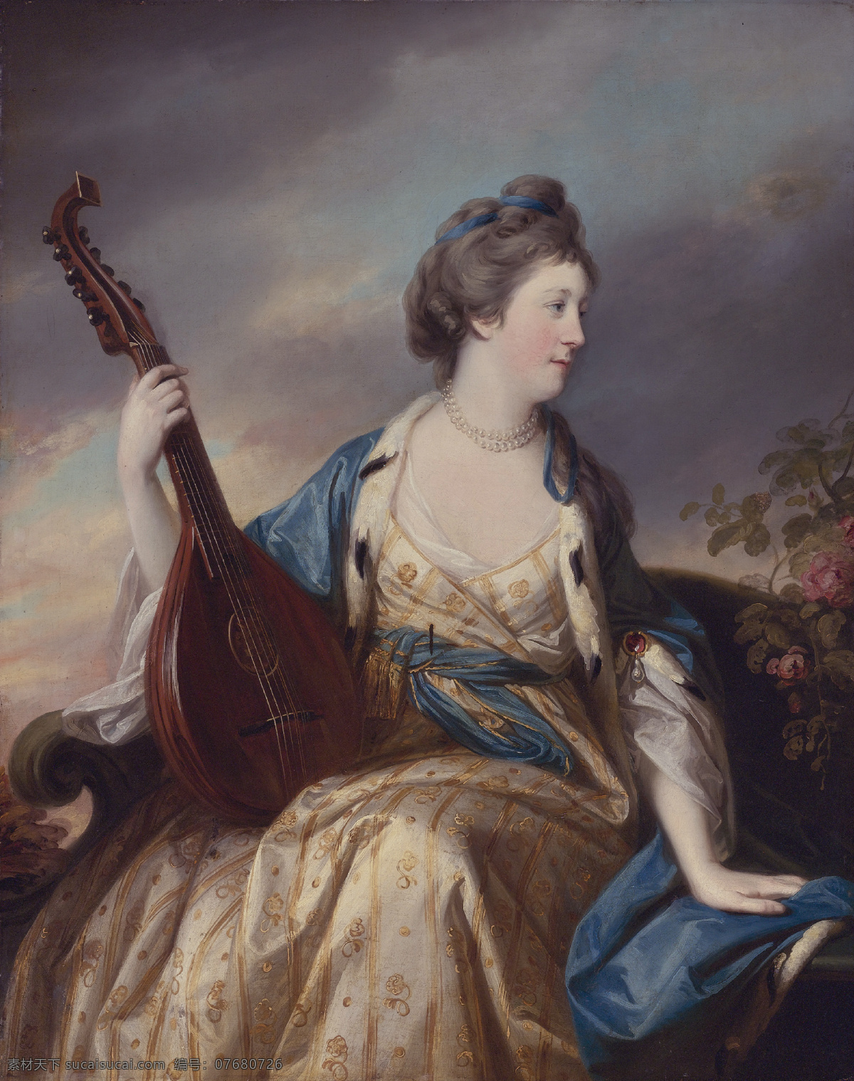 弗朗西斯 寇特 贵妇 绘画书法 吉他 文化艺术 弗朗西斯寇特 18世纪油画 家居装饰素材