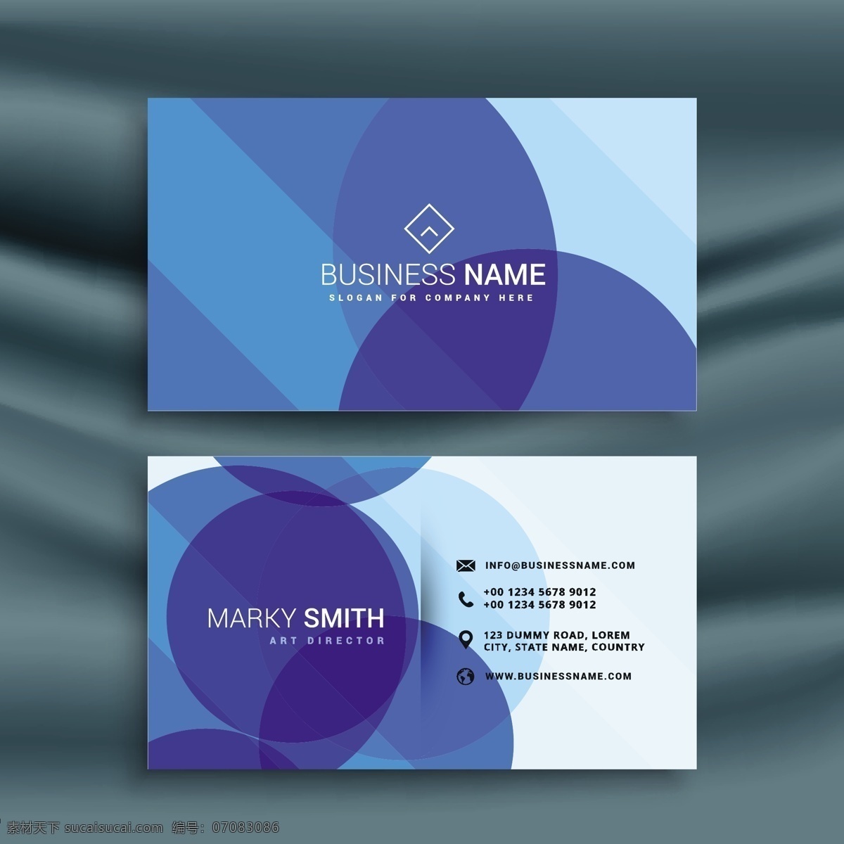 蓝色 名片设计 模板 商标 名片 商务 抽象 卡片 办公室 布局 展示 优雅 文具 公司 联系 创意 品牌 现代 印刷品