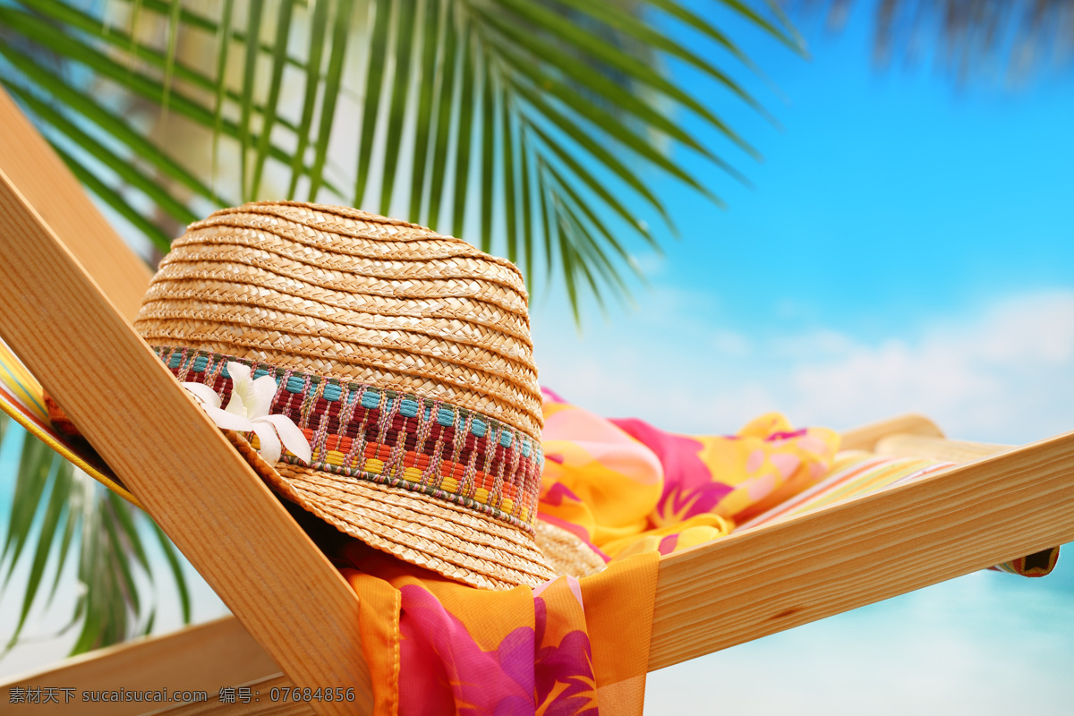 椰子树 热带 躺椅 纱巾 海滩 阳光 美景 沙滩 大海 海边 旅游 海洋 帽子 休闲 度假 盛夏 炎热 夏天来了 生活百科 娱乐休闲