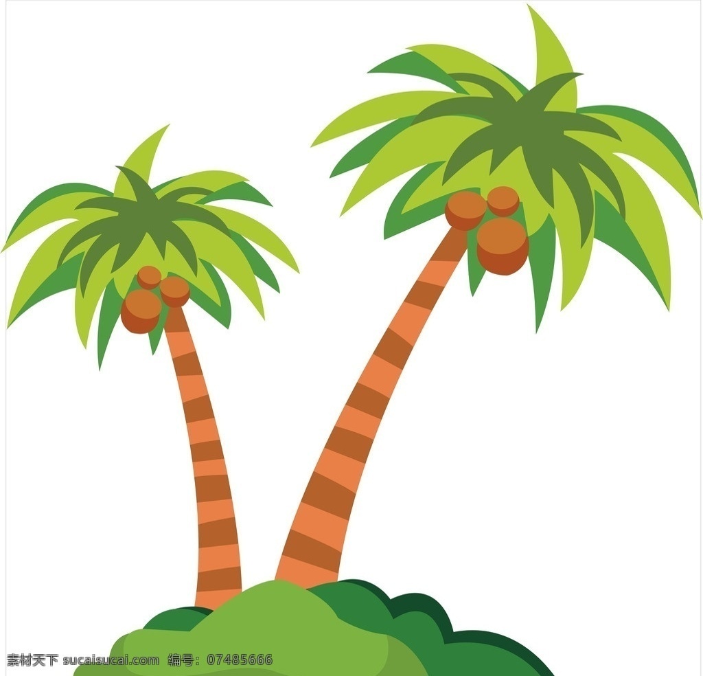 椰子树 卡通椰子树 椰子树矢量图 树木 卡通树 海边 海南 椰子 卡通设计 矢量