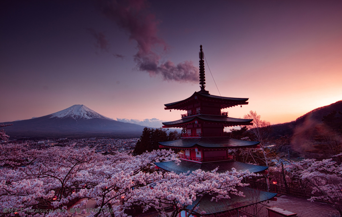 日本 富士山 樱花 塔 摄 4k风景 高清壁纸 4k 高清 壁纸 背景 桌面 电脑壁纸 拍摄 风景 美景 景色 分层 背景素材
