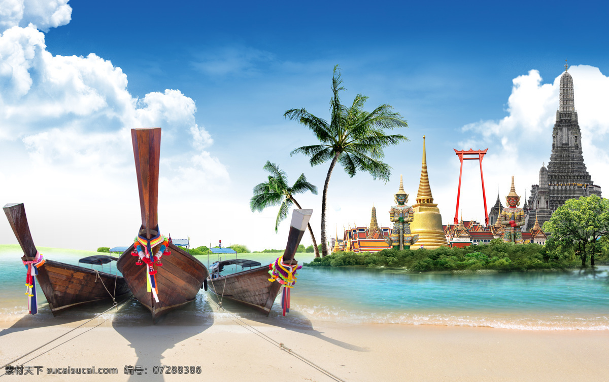 泰国 风景摄影 泰国风光 旅游景点 泰国建筑 海岸风景 大海 海洋 美丽风景 自然风光 美丽景色 美景 小船 木船 其他风光 风景图片