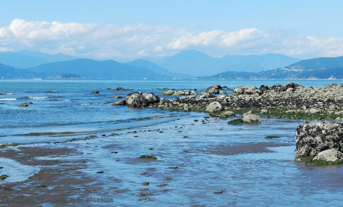 白云 风景美图 海边风景 海水 海滩 海湾 蓝天 风景图片 自然风景 美丽 自然景观 psd源文件