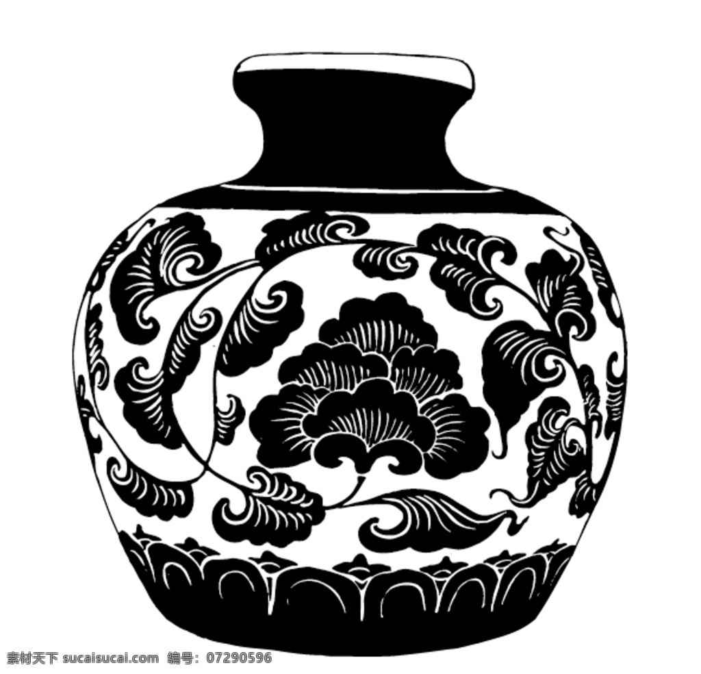 陶罐剪影图片 陶罐 剪影 花纹 古典 中国风 标志图标 网页小图标