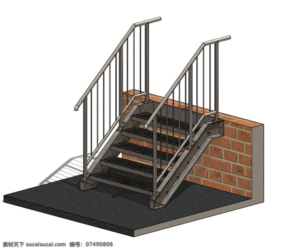 步行 梯 钢 钢结构 楼梯 3d模型素材 建筑模型