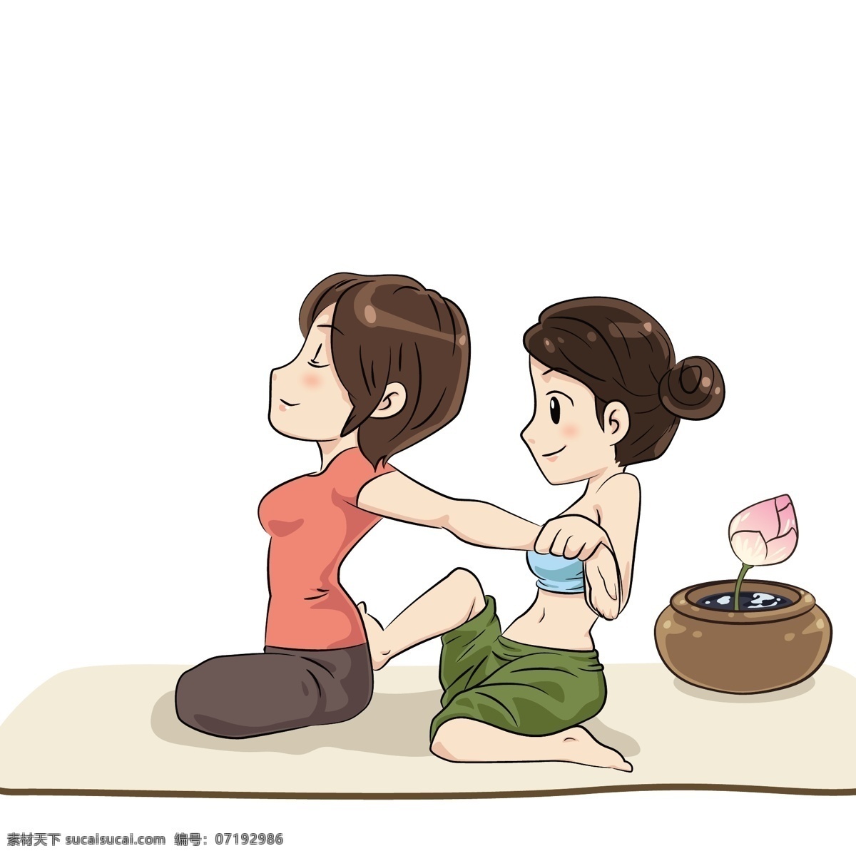 泰国 传统 按摩 背部 女性 按摩师 泰式 随地 吐 痰 原始