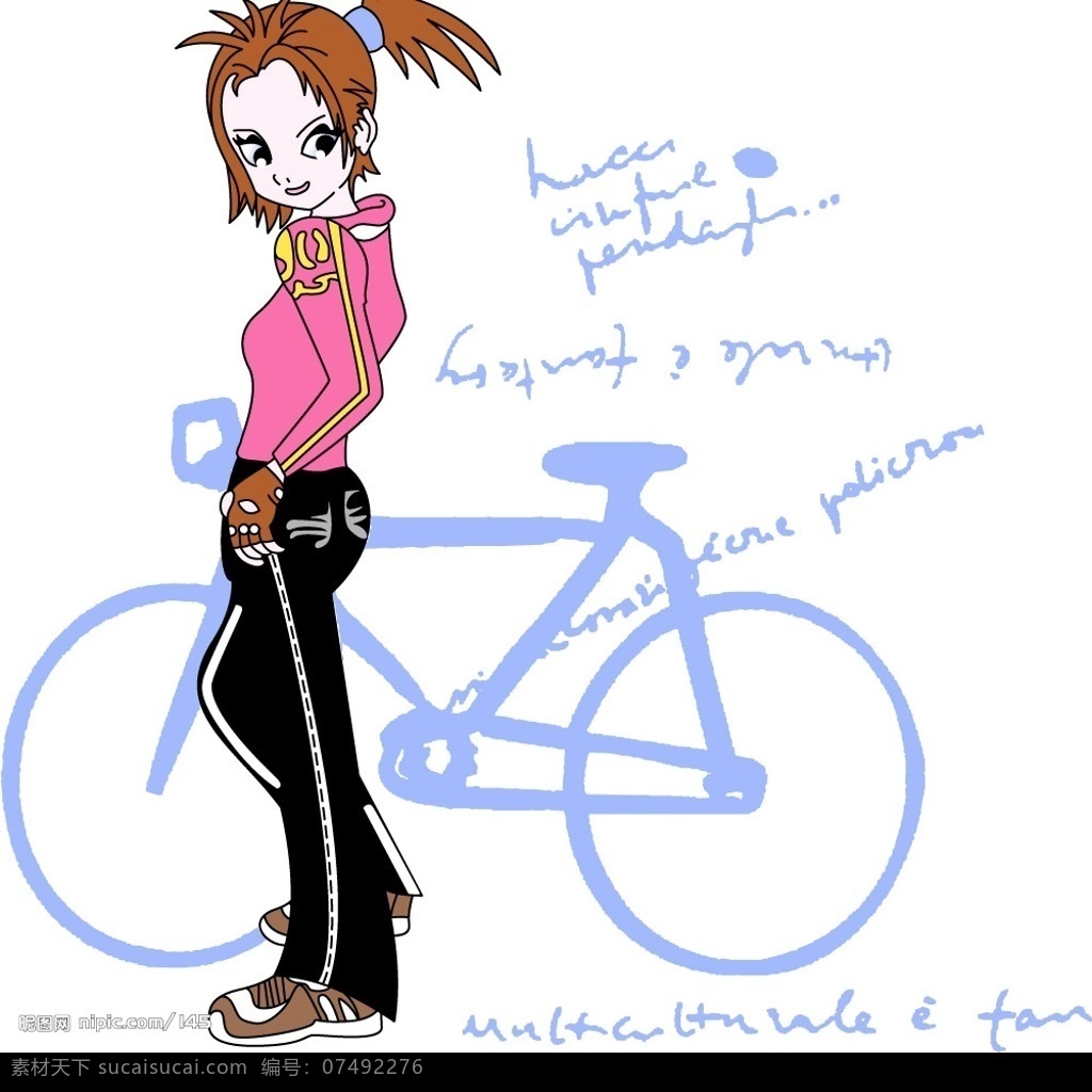 单车女孩 骑单车的女孩 女孩 单车 骑车 运动 矢量人物 日常生活 体育运动 人物 矢量图 矢量图库 现代科技 交通工具