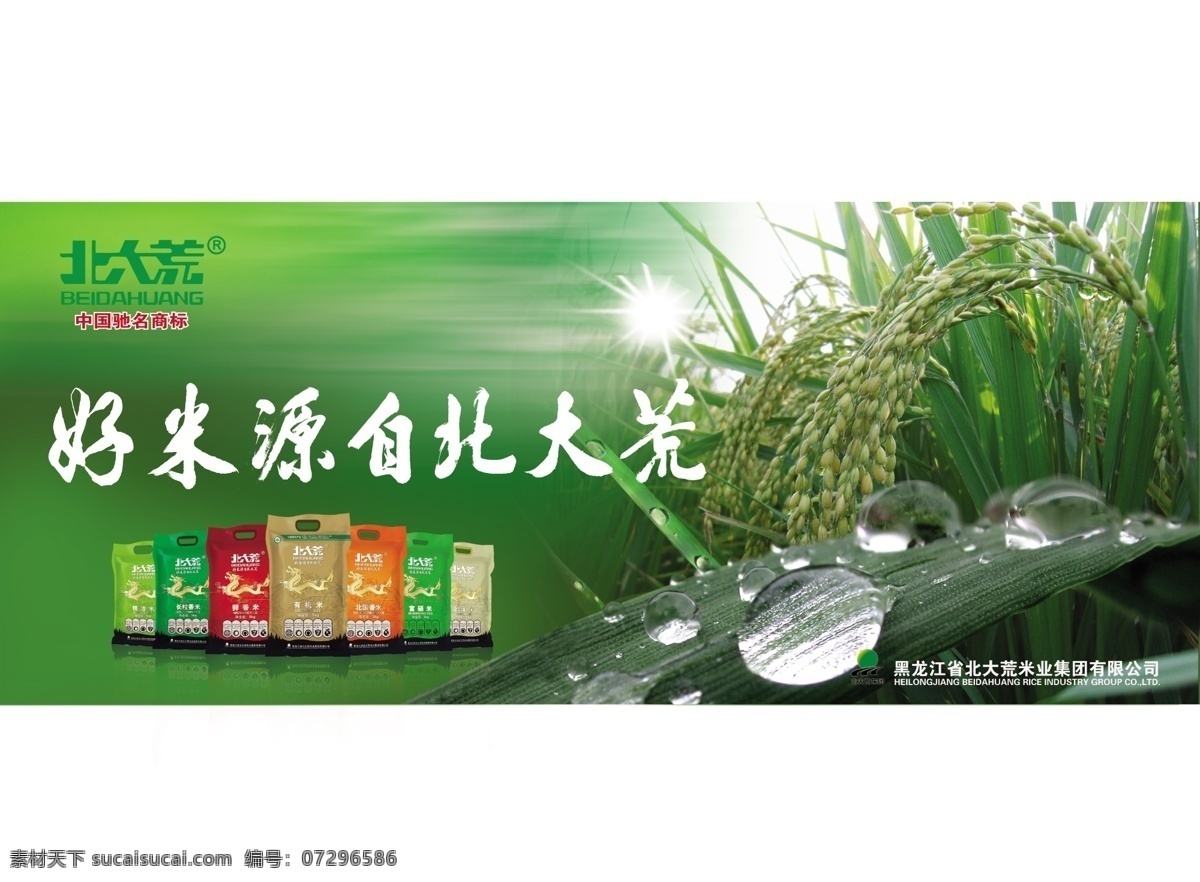 北大荒 绿色食品 长粒香 有机米 鲜香米 等14种产品 展板 kv 室内广告设计