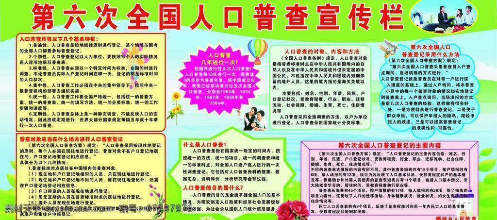 分层 版报 版报模板 大雁 淡色背景图 玫瑰花 气球 人口普查 人口 普查 宣传栏 展板 人物 青色 背景 图 2010 年第 六 次 全国 人口普查标 普查图片 源文件 展板模板 矢量