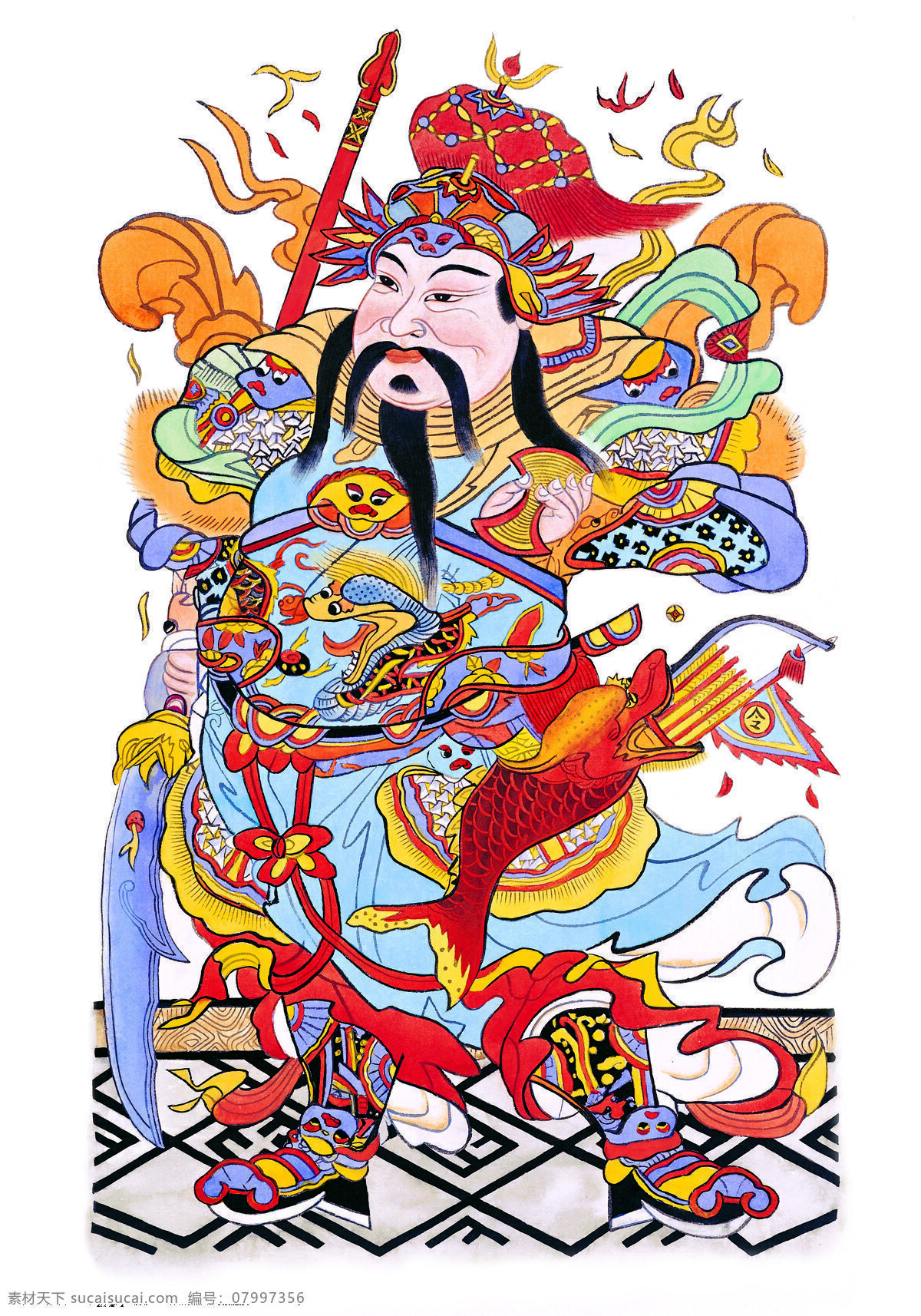 传统文化图片 设计图 文化艺术 门神 财神 传统 中国 高清 丹青 中国画 风