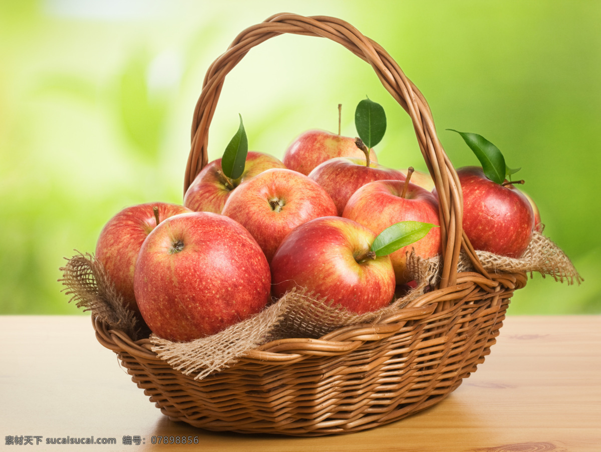 竹篮里的苹果 新鲜苹果 新鲜水果 果篮 篮子 水果蔬菜 餐饮美食 黄色