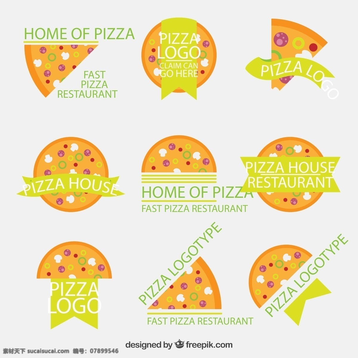 橙色 披萨 标签 餐馆 餐饮 三角披萨 条幅 矢量 高清图片