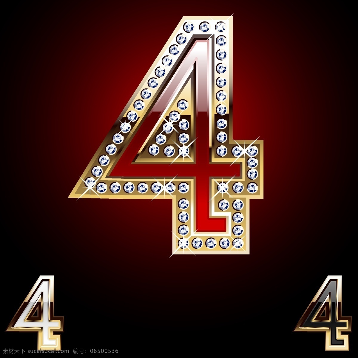 阿拉伯数字 数字 数字背景 数字化 数字美工字 数字设计 数字艺术字 数字艺术字体 钻石 镶嵌 矢量 数字4 矢量图