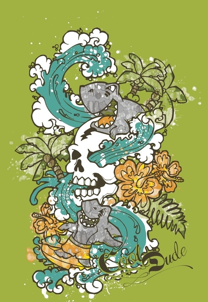 鲨鱼 涂鸦 骷髅头 动物印花 卡通 儿童 t恤印花 儿童印花 印花 服装印花 图案 图形设计 创意插画 插画 创意 创意设计 时尚 图案设计 卡通画 可爱卡通 装饰画 时尚色彩 卡通底纹 本本封面 儿童服装 儿童绘画 服装 矢量素材 其他矢量 矢量