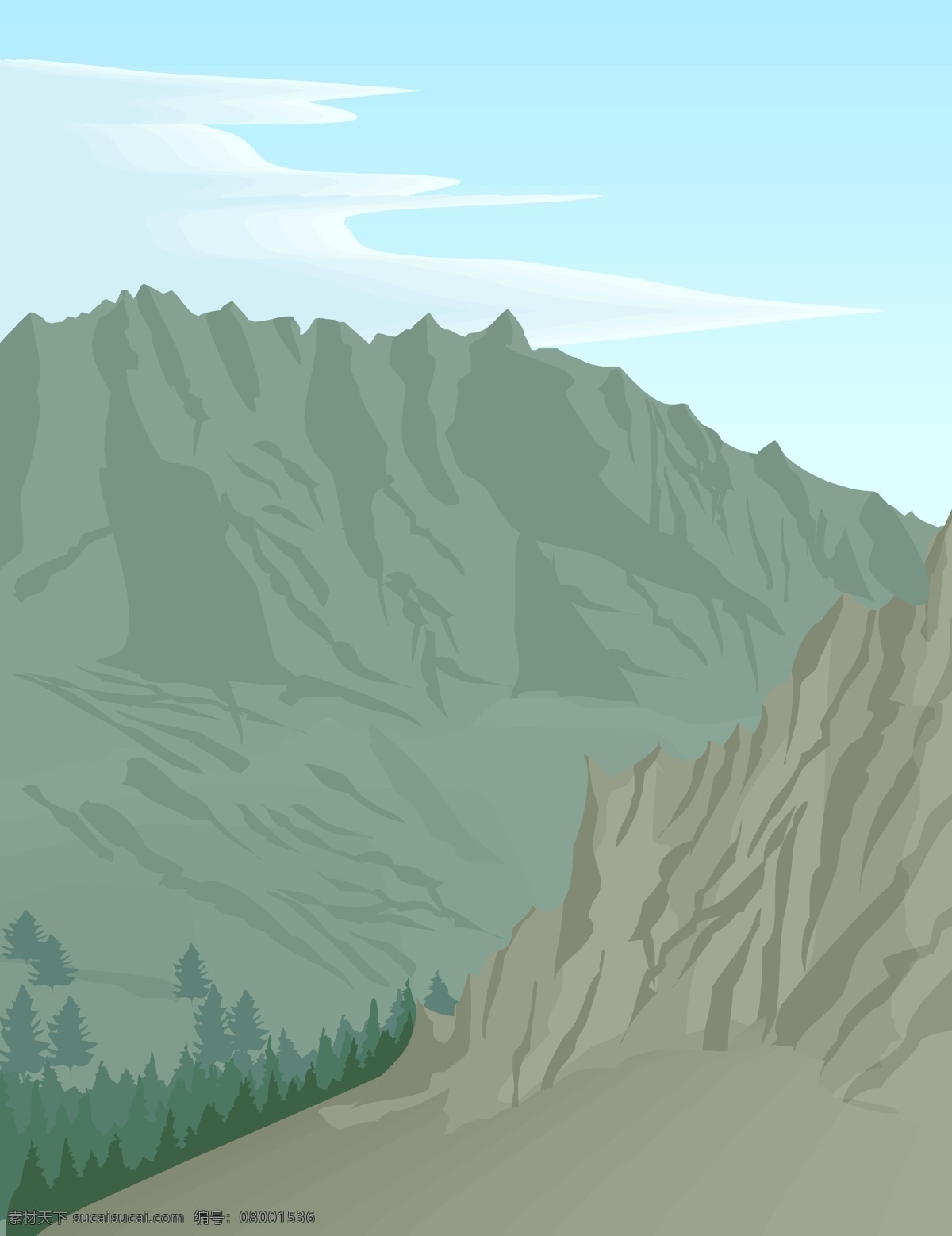 高山 山林 其他矢量 矢量素材 矢量图库 高山与山林 自然风景插画 插画集
